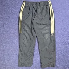 Adidas Mens Track Pants Gray Cream Stripe Mesh Lined Windbreaker Joggers Small