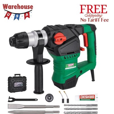 1-1/4'' SDS-Plus Rotary Hammer Drill, 12.5 Amp 3 Functions Corded Vibration Contr