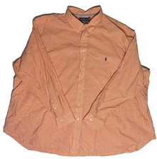 Ralph Lauren Shirt Men's 5XL B Orange Plaid Check Button Up Dress Casual Pony