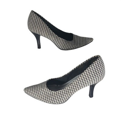 Comfort Plus by Predictions Houndstooth Pointed Toe Pumps Black White Men Size 7