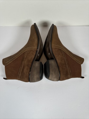 Dominique Nicole Rashida Brown Pull On Ankle Booties Size 10 M Faux Leather - Picture 9 of 12