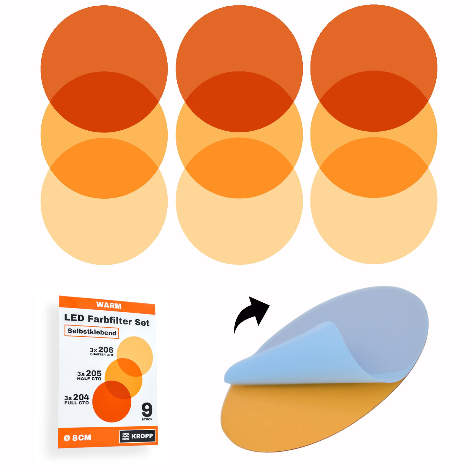 KROPP Pellicola autoadesiva colorata per lampade a LED, 3 tonalità (v5M)