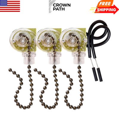 3 Pack Ceiling Fan Pull Chain Switch Zing Ear ZE 109 Two Wire Light Switch