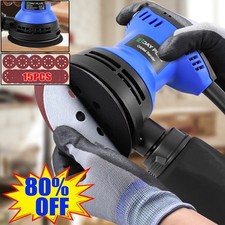 6-Speed Electric Random Orbital Palm Sander 125mm + Dust Bag +15pcs Sandpapers