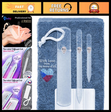 Czech Crystal Glass Nail File Set - Professional Manicure Pedicure Kit, Callus