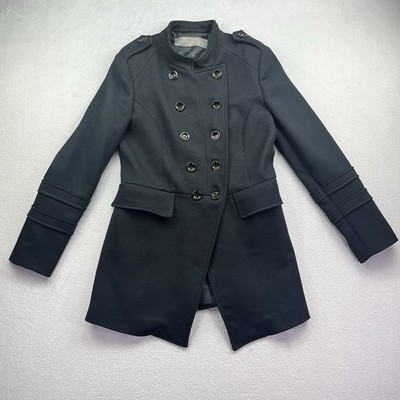 Zara Basic Mantel Damen groß schwarz Military Style Overcoat
