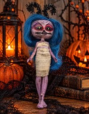 OOAK Creepy Halloween Art Doll 8  Gothic Spooky Custom Handmade Doll