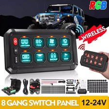 RGB 8 Gang Wireless Switch Panel LED Light Bar Circuit Control Relay System Box