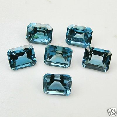 LONDON BLUE TOPAZ EMERALD/OCTAGON CUT LOOSE ( 1 ) STONE 9mm  x 7mm