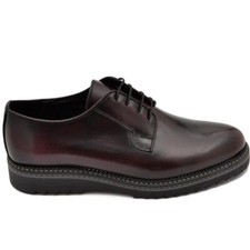 Scarpe stringate uomo classico sportivo in vera pelle liscia semilucida bordeaux