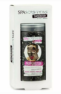 Spascriptions Superstar Glitter Peel-Off Charcoal Detox Mask 5 Oz Minimize Pores