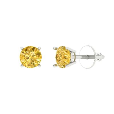 Citrin Ohrstecker für Damen, Schraubverschluss (0,2 cttw, 3,0 mm, Rundschliff)