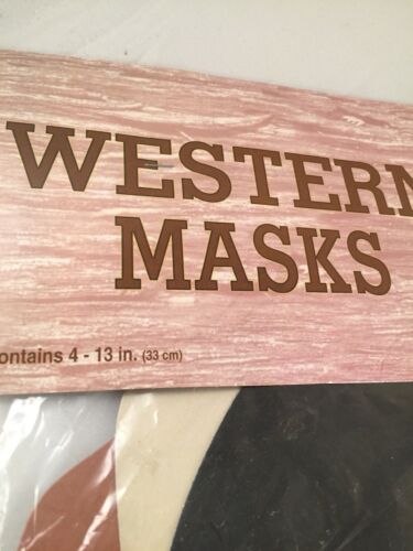 Western Masks 4 Count Elastic Attached Cardboard Printed One Side - Picture 2 of 5