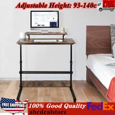 Rolling Laptop Desk Adjustable Height Computer Table Stand up Office Workstation