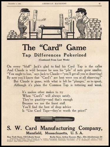 1909 S W Card Co. Mansfield Massachusetts Card Tap Game Cartoon Vintage Print Ad