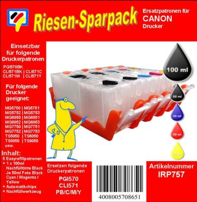 IRP757 - CISS / Easyrefill Starterpaket m.Tinte ersetzen d. PGI570XL/CLI571