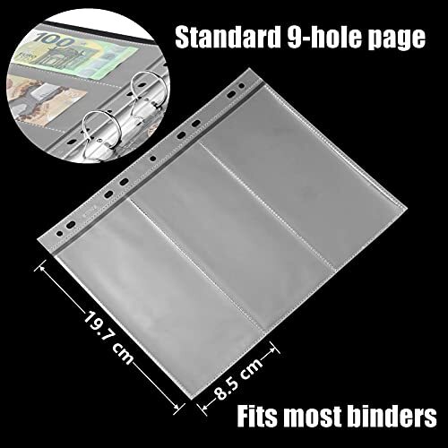 60 Sheets Currency Sleeves for Bill Binder,3-Pocket Page Dollar Bill Holders ... - Picture 6 of 7