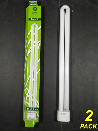 2 x GE Biax L 36W CFL Fluorescent Globes Bulbs 4000K Cool White F36BX/840 2G11 - Picture 1 of 3