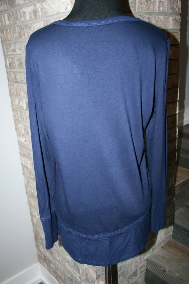 Josie Natori Womens Navy Blue Long Sleeve Top SZ S - Image 3 of 4