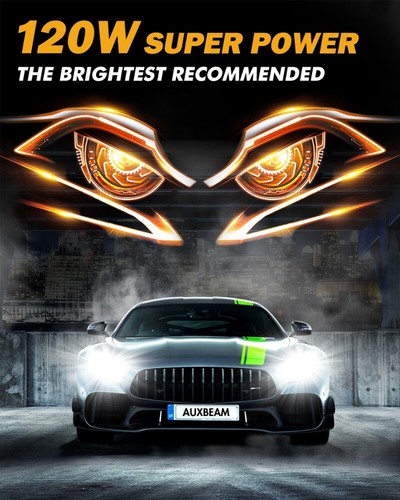 AUXBEAM 9005 High H11 Low Beam Canbus LED Headlight 25000LM Bulbs Super Bright - Picture 2 of 15