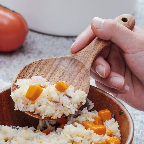 Rice Paddle Wooden Rice Spoon Kitchen Spatula Non-stick Rice Serving Spoons - Picture 5 of 8