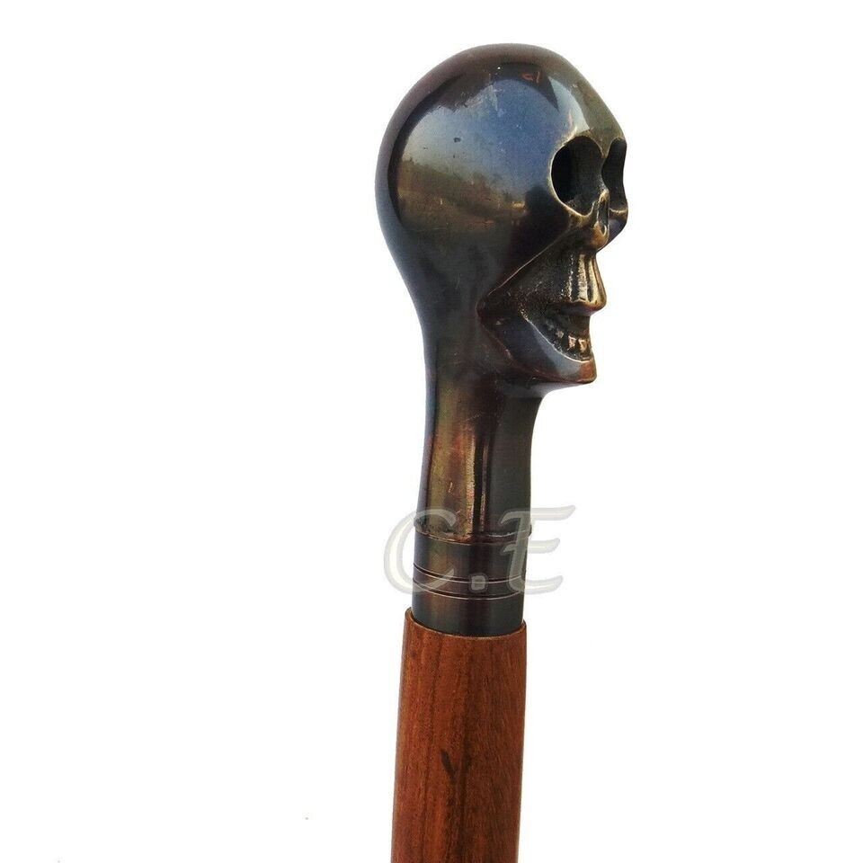 Victorian Solid Skull Head Handle Design Walking … - image 3