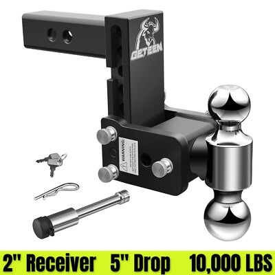 #ad Geteen Adjustable Trailer Hitch Ball Mount 2quot; Receiver 5quot; Drop Hitch 10 000 LBS $169.99