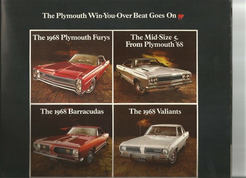 1968 Plymouth Verkaufsbroschüre mit Fury, Satellite, Belvedere, Valiant, Barracuda