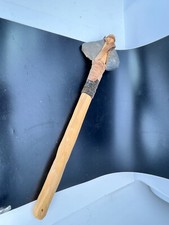 Tomahawk Axe Stone 16" Native Ceremonial rawhide wood wrapped club unknown age