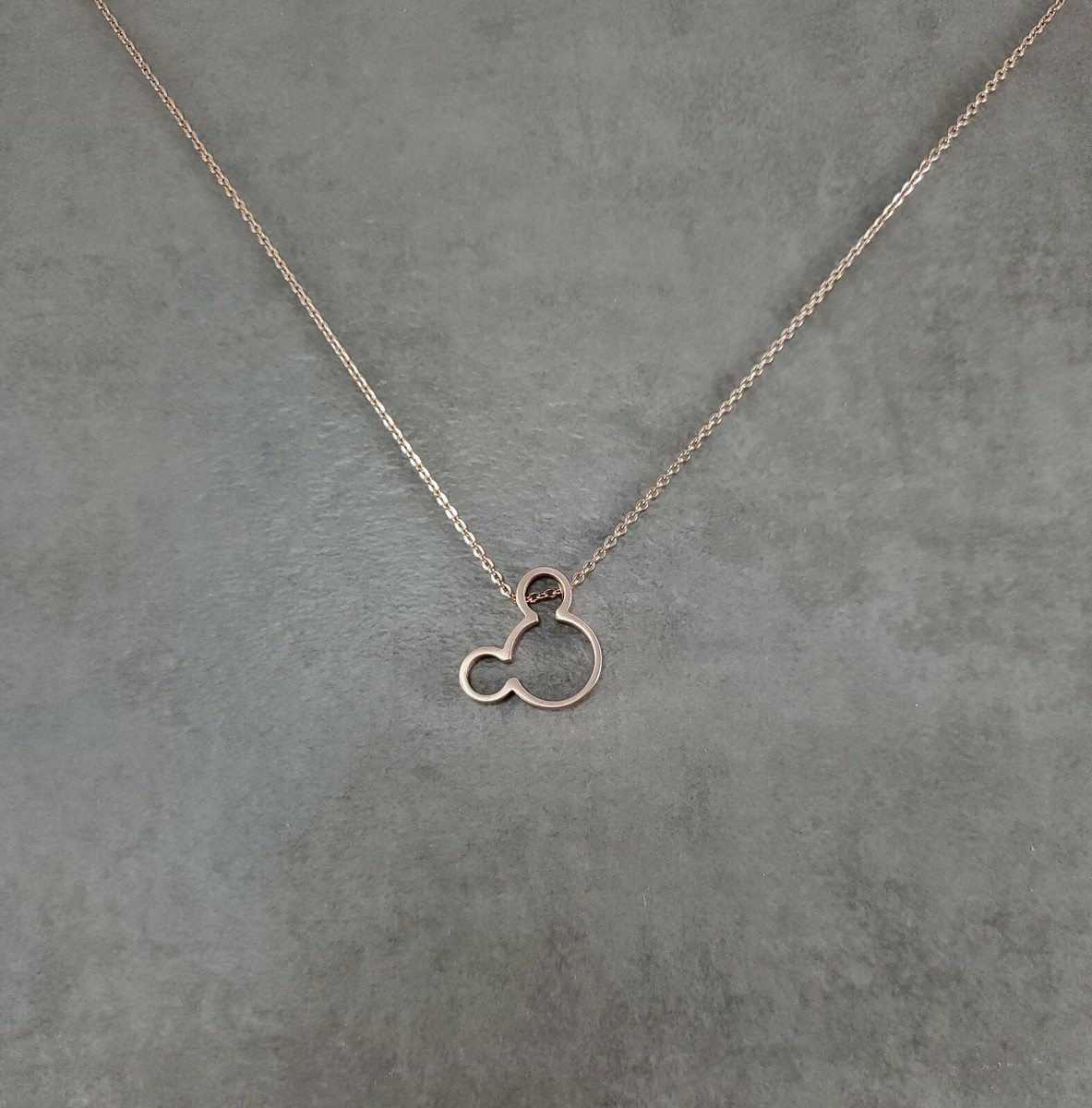 Mickey Mouse ROSE GOLD Dainty Necklace Disney Character Mouse Sillhouette  Ears