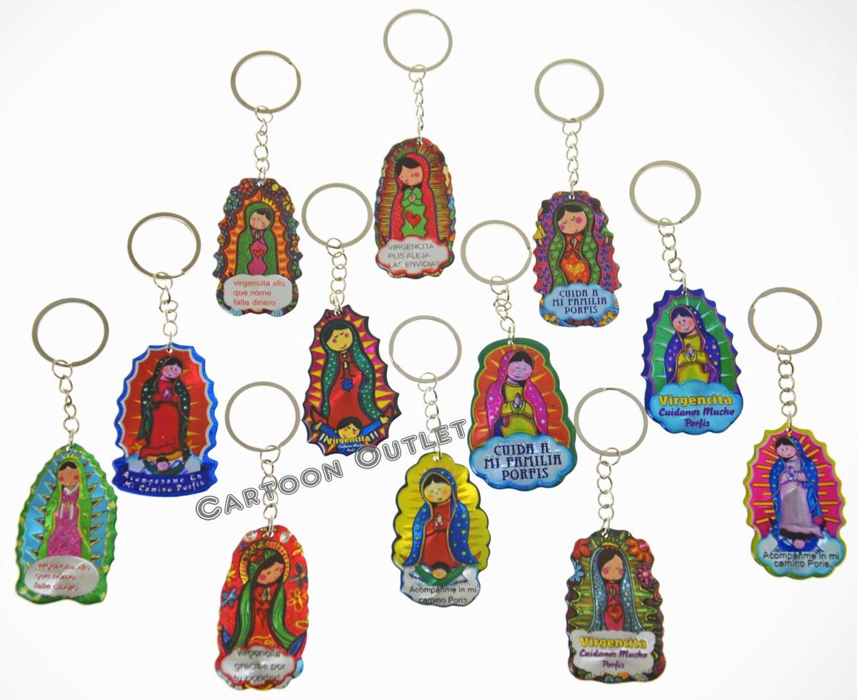 12 Portachiavi Madonna Di Guadalupe – Borse Portamonete In Tela – Ricordi Battesimo E Comunione - Foto 3