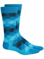 ALFANI Men's Blue Argyle Geometric AlfaTech Repreve Dress Socks Size 7-12
