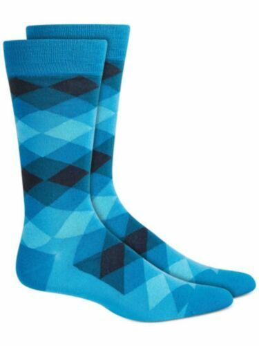 ALFANI Men's Shades of Blue Geometric AlfaTech Repreve Dress Socks Size 7-12 - Picture 1 of 1