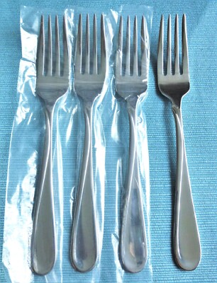 New Oneida FLIGHT Glossy Set of 4 Dinner Forks Stainless Flatware (7 3/8'')