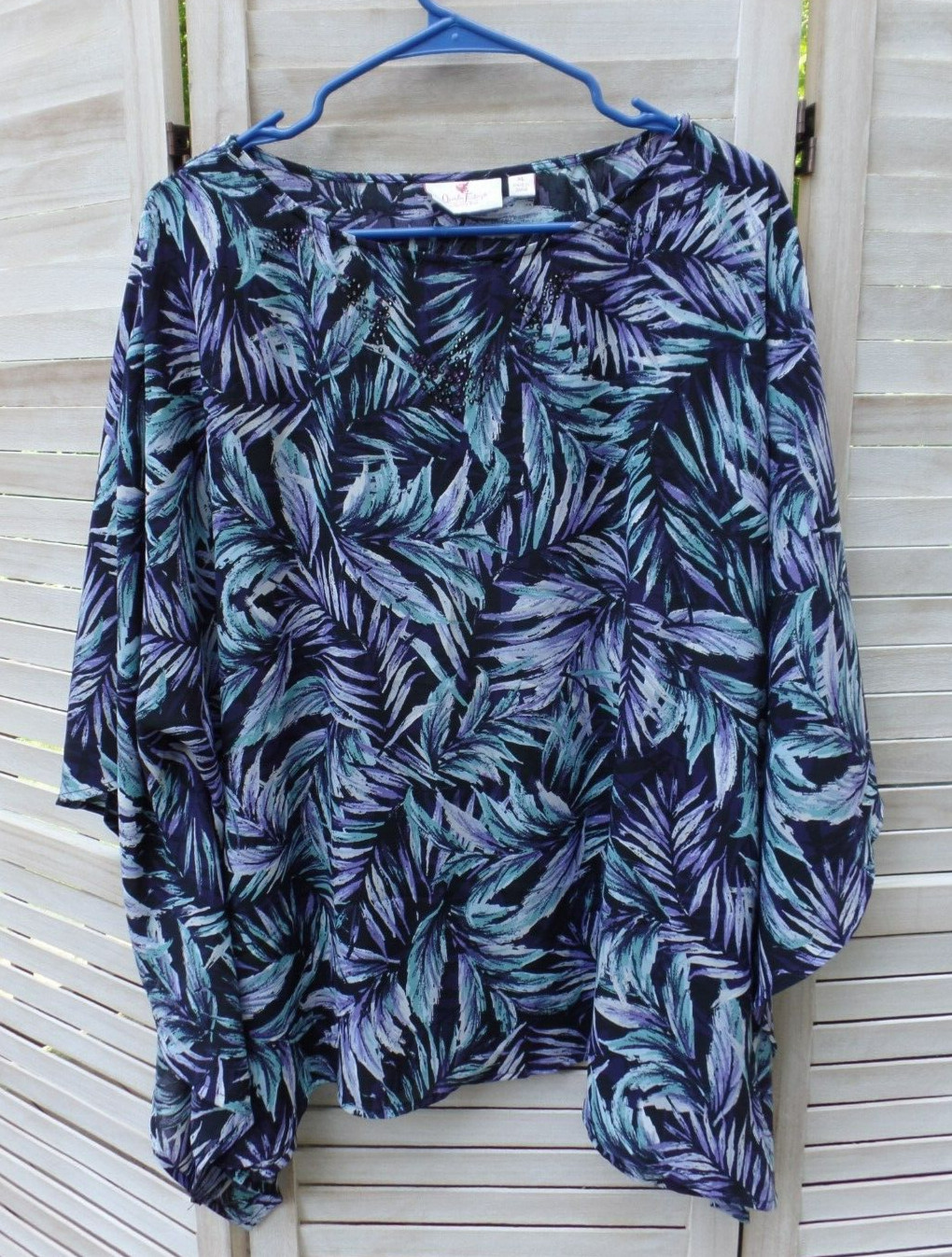 Quacker Factory XL Black Multi Palm Printed Cafta… - image 1