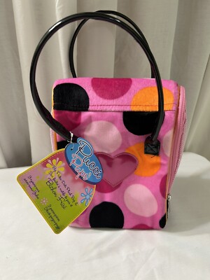Pucci Pups Plush Pet Carrier Pink Black Orange Red Dots heart Clean BAG ONLY
