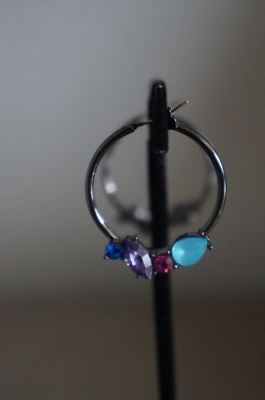 NEW Erickson Beamon Rocks Arcade Brights Colorful Crystal Cluster Hoop Earrings