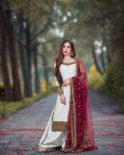 Ethnic Look Heavy Pure Chinnon Silk Palazzo Suit With Fancy Dupatta For Women