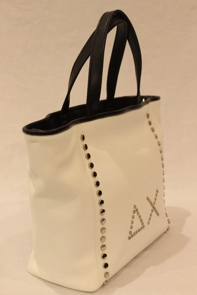 SUN68 Z44273 borsa a mano in ecopelle con tracolla colore bianco 01 - Immagine 4 di 4