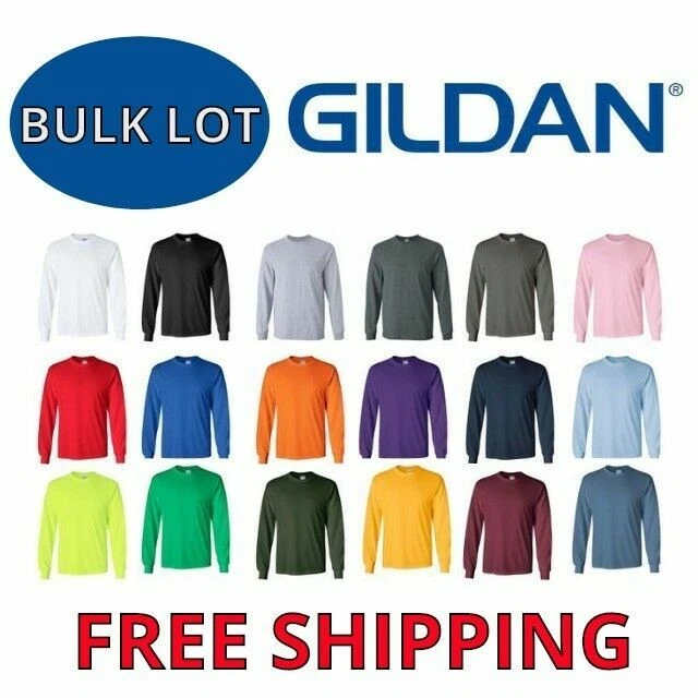 Gildan Long Sleeve T-Shirts Bulk Lots Tees S-XL Wholesale Choose Colors  2400