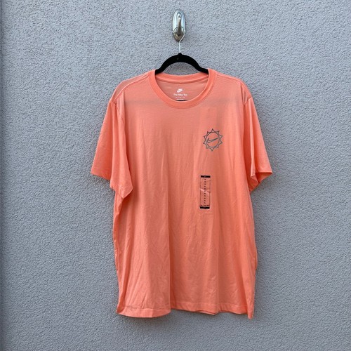 Nike Mens Short Sleeve T-Shirt Size XL Orange Palm Tree Graphic Print Casual NWT