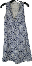 Ann Taylor Loft Womens A Line Mini Dress XS Blue White Floral Sleeveless Cottage