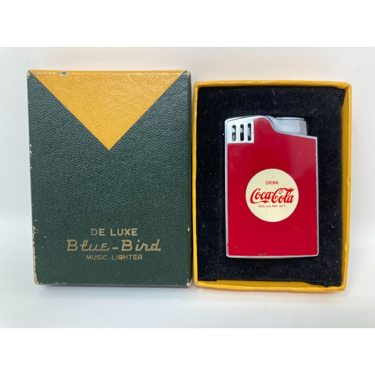 RARE Deluxe Blue-Bird Coca-Cola Red Musical Lighter in