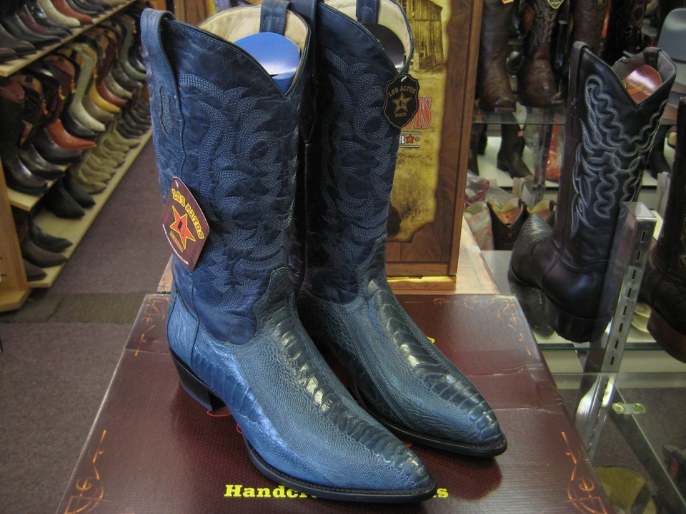 Blue Ostrich Cowboy Boots J-Toe