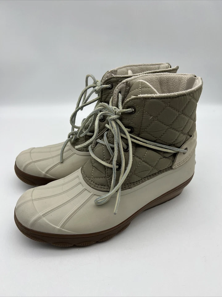 Botas Sperry Mujer 9M Agua Salada Acolchadas Impermeables Pato Tobillo STS80755 Marfil Foto 3 de 4