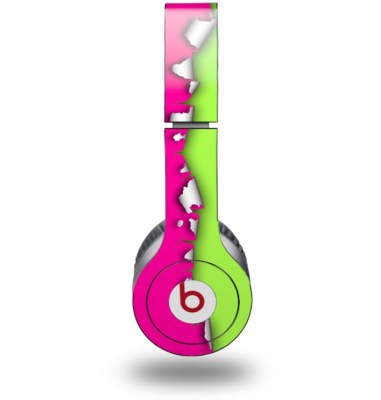Skin for Beats Solo HD Headphones Ripped Hot Pink Neon Green by WraptorSkinz