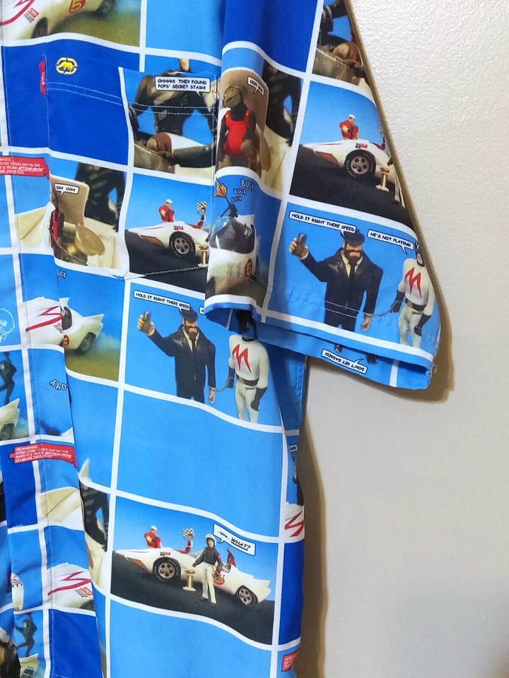 Camisa con botones Echo Unltd negra Rhino Exhibit Speed Racer Go Go Speed talla L Foto 3 de 4