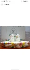 Vintage Ceramic Easter Deviled Egg Tray With Salt And Pepper Bunny Shakers