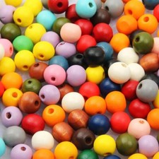 Multicolor Wood Bead Round Ball Spacer Beads DIY Bracelet Crafts 10/15mm10-50Pcs