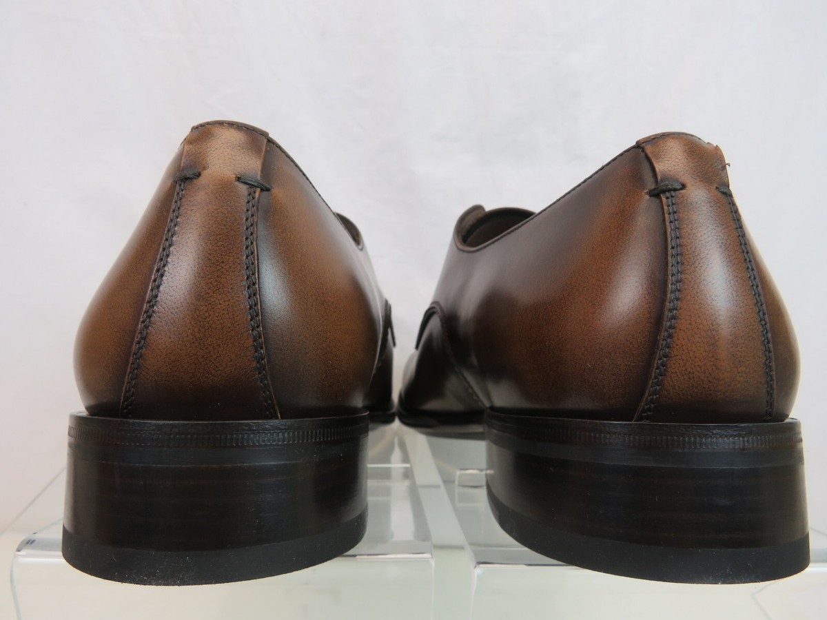 NIB FERRAGAMO DANIEL BURNISHED BROWN LEATHER LACE UP DERBY  display picture 2